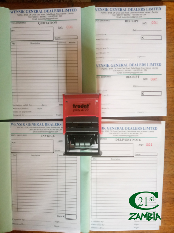 Quotation, invoice &amp; Receipt Books &amp; Date Stamps